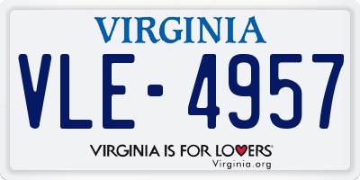 VA license plate VLE4957