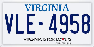 VA license plate VLE4958