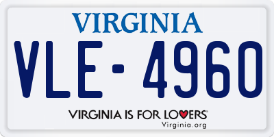 VA license plate VLE4960