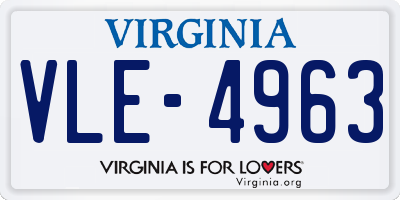 VA license plate VLE4963