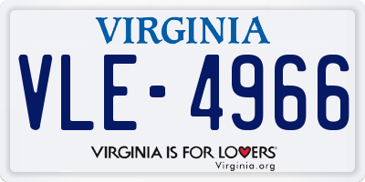 VA license plate VLE4966