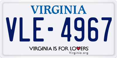 VA license plate VLE4967