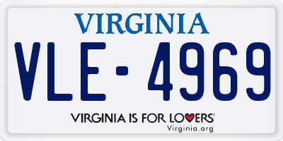VA license plate VLE4969