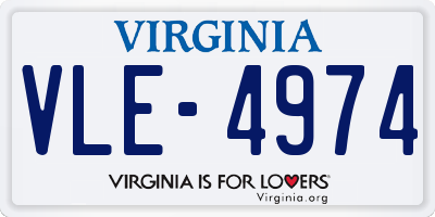 VA license plate VLE4974