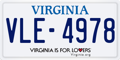 VA license plate VLE4978