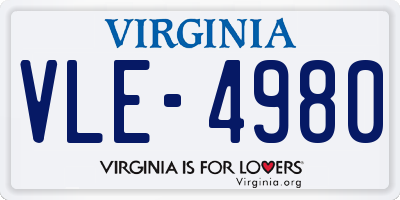 VA license plate VLE4980