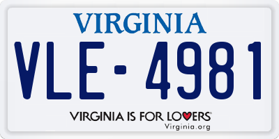 VA license plate VLE4981