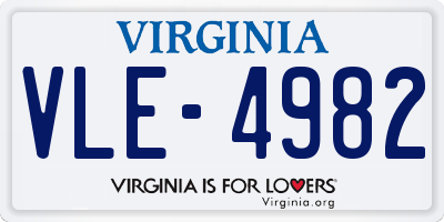 VA license plate VLE4982