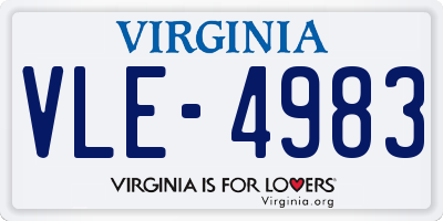 VA license plate VLE4983