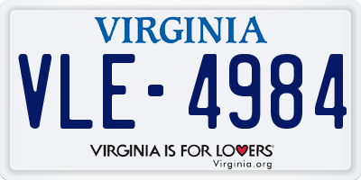 VA license plate VLE4984