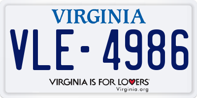 VA license plate VLE4986