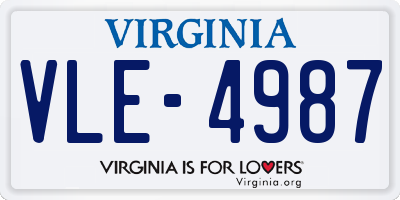 VA license plate VLE4987
