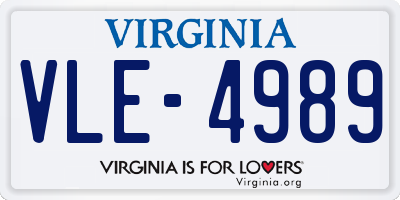 VA license plate VLE4989