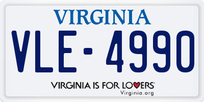 VA license plate VLE4990
