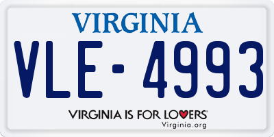 VA license plate VLE4993