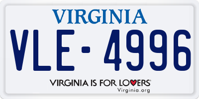 VA license plate VLE4996