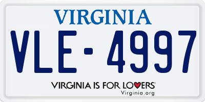 VA license plate VLE4997