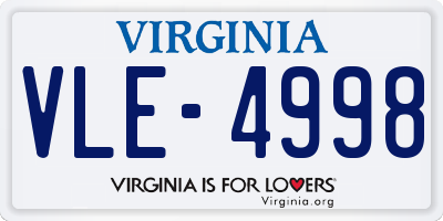 VA license plate VLE4998