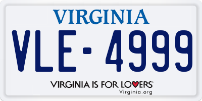 VA license plate VLE4999
