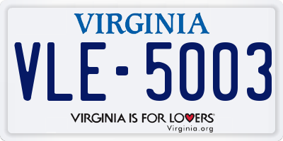 VA license plate VLE5003
