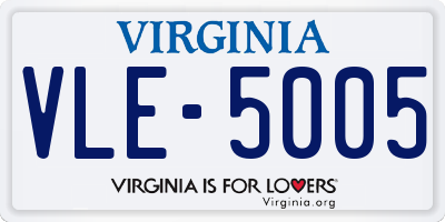 VA license plate VLE5005