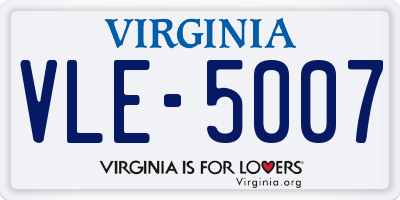 VA license plate VLE5007
