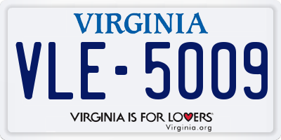 VA license plate VLE5009