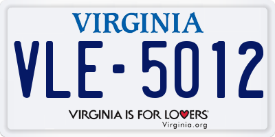 VA license plate VLE5012