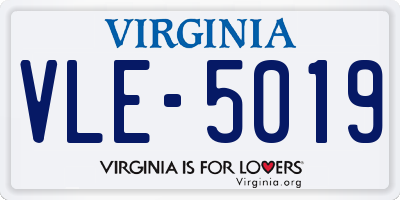 VA license plate VLE5019