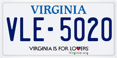 VA license plate VLE5020