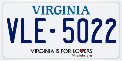 VA license plate VLE5022