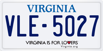 VA license plate VLE5027