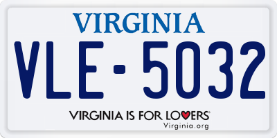 VA license plate VLE5032