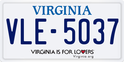 VA license plate VLE5037