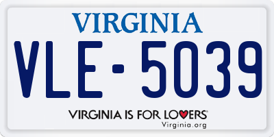 VA license plate VLE5039