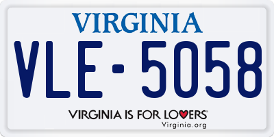 VA license plate VLE5058