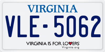 VA license plate VLE5062