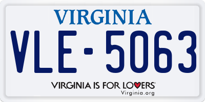 VA license plate VLE5063