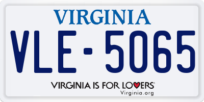 VA license plate VLE5065