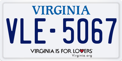 VA license plate VLE5067