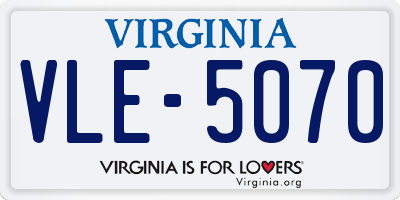 VA license plate VLE5070