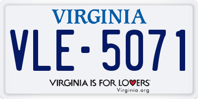 VA license plate VLE5071