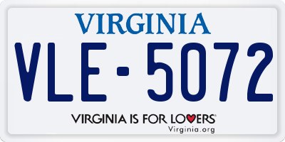 VA license plate VLE5072