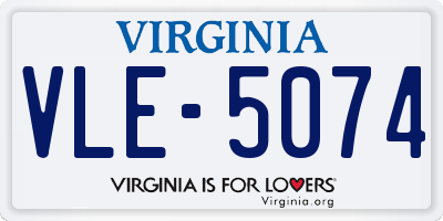 VA license plate VLE5074