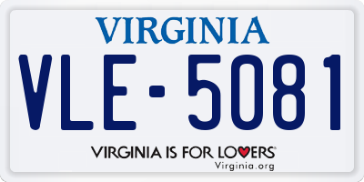 VA license plate VLE5081