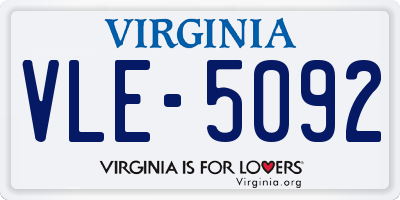 VA license plate VLE5092