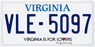 VA license plate VLE5097