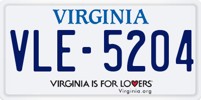 VA license plate VLE5204