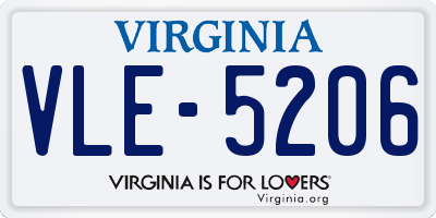 VA license plate VLE5206