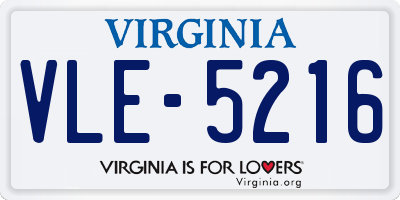 VA license plate VLE5216